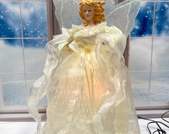 Vtg 2000 Fiber Optic Angel 14" Treetop Tablepiece IOB McCrory Stores Lighted