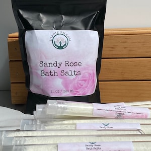 Sandy Rose Bath Salts 12 oz - Bath Salts - Relaxation Gifts - Gift for Her - Spa Gift - Floral Bath Salts with Essential Oils