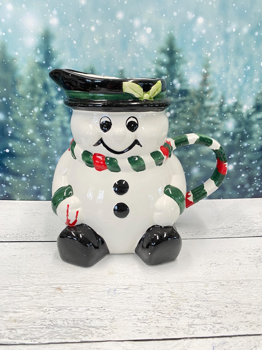 VTG Holiday Snowman Pitcher | Water Pitcher | Christmas Decor - Etsy