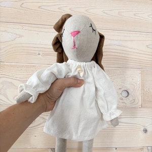 Bunny Rabbit Soft Toy Animals, Rag Doll, Linen Doll, Fabric stuffed animal, Stuffed Rabbit doll