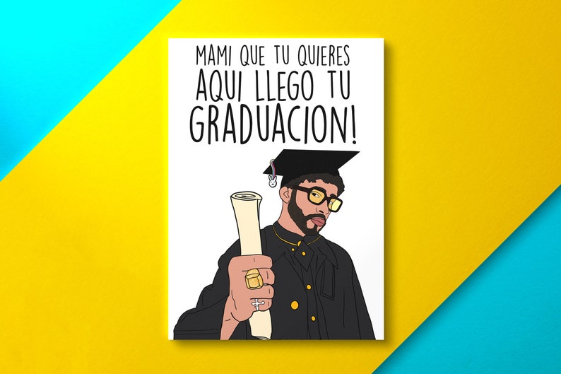 Bad Bunny Graduation Card Grad Card Bad Bunny Card in Etsy