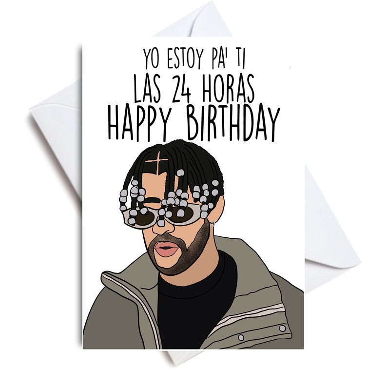 Bad Bunny Birthday Card Dakiti Bad Bunny Card in Spanish Etsy