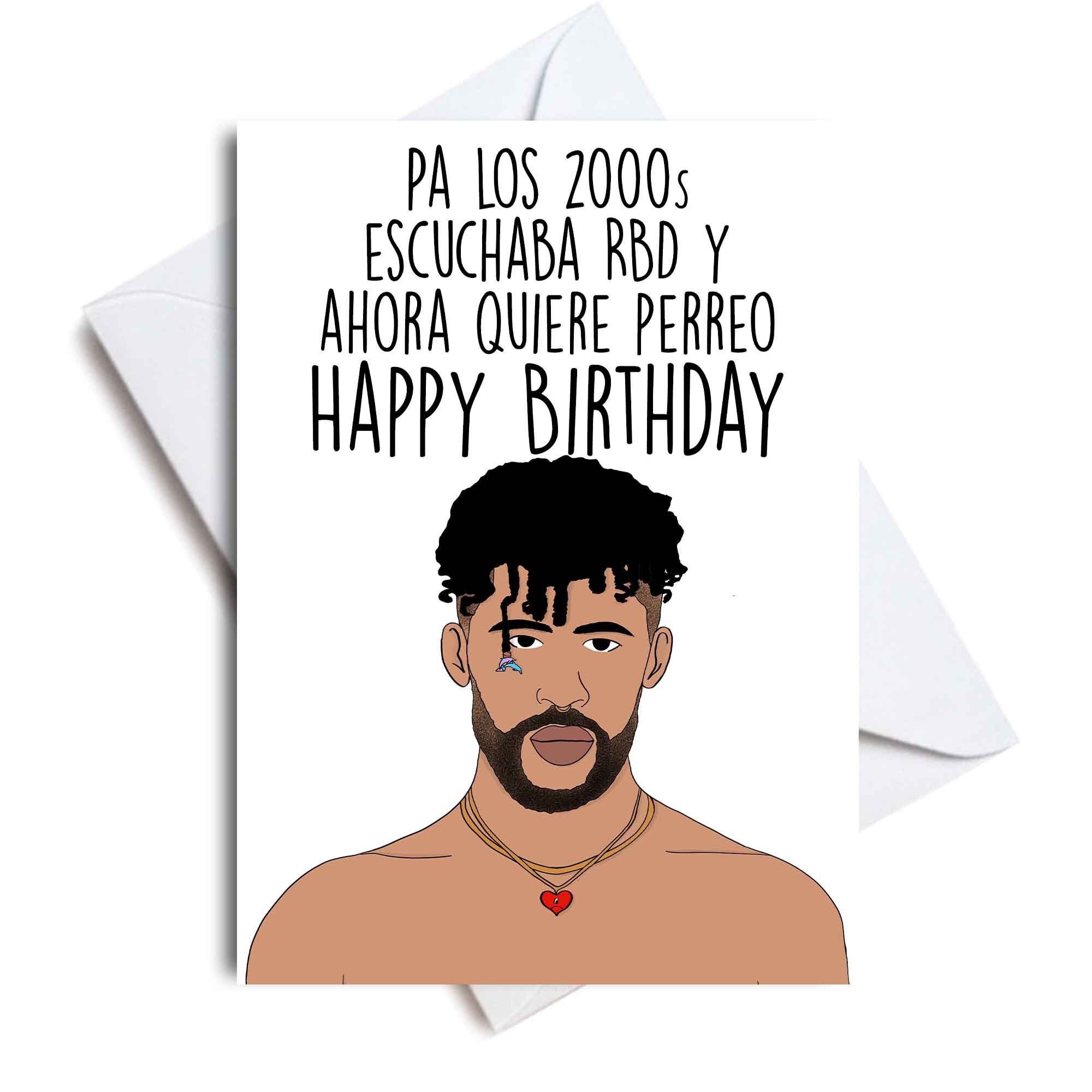 Bad Bunny Birthday Card Me Porto Bonito Letra Bad Bunny - Etsy Finland