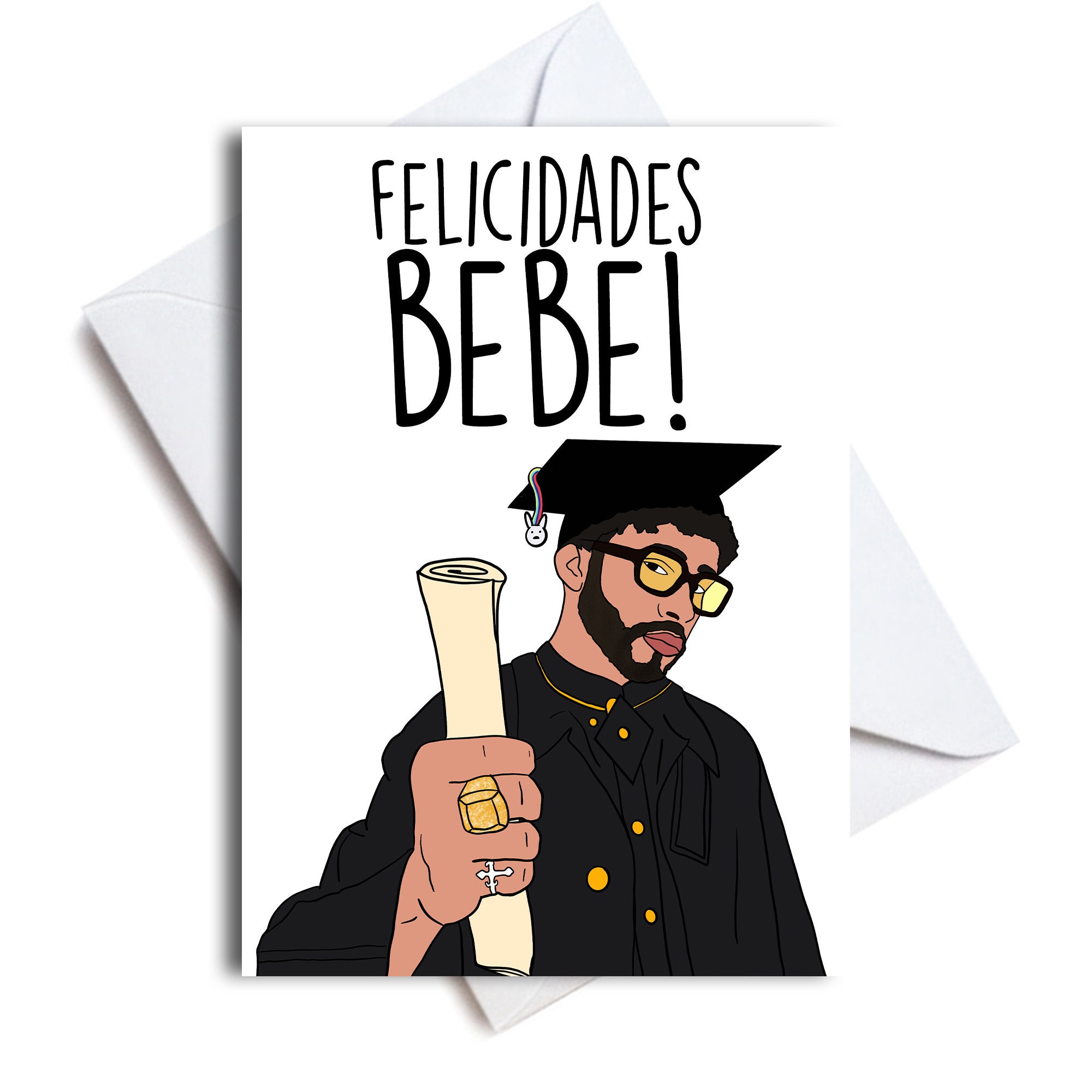 Bad Bunny Graduation Card Grad Card Bad Bunny Card in Etsy
