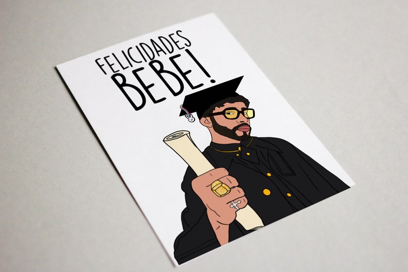 Bad Bunny Graduation Card Grad Card Bad Bunny Card in Etsy