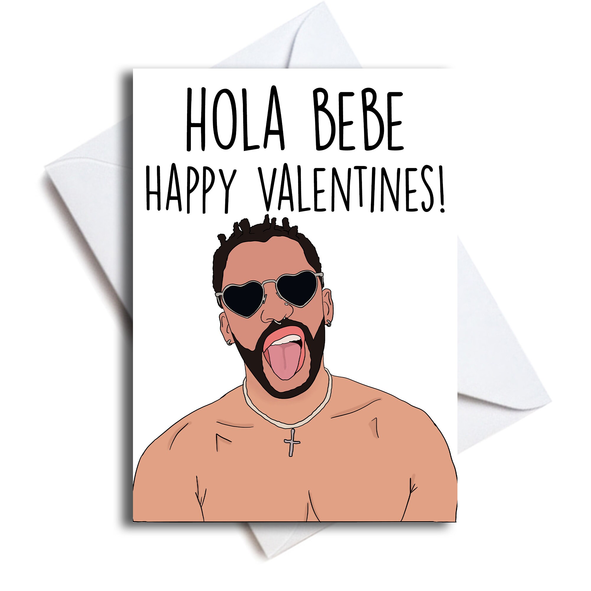 Bad Bunny Valentines Card Hola Bad Bunny Card in Spanish - Etsy
