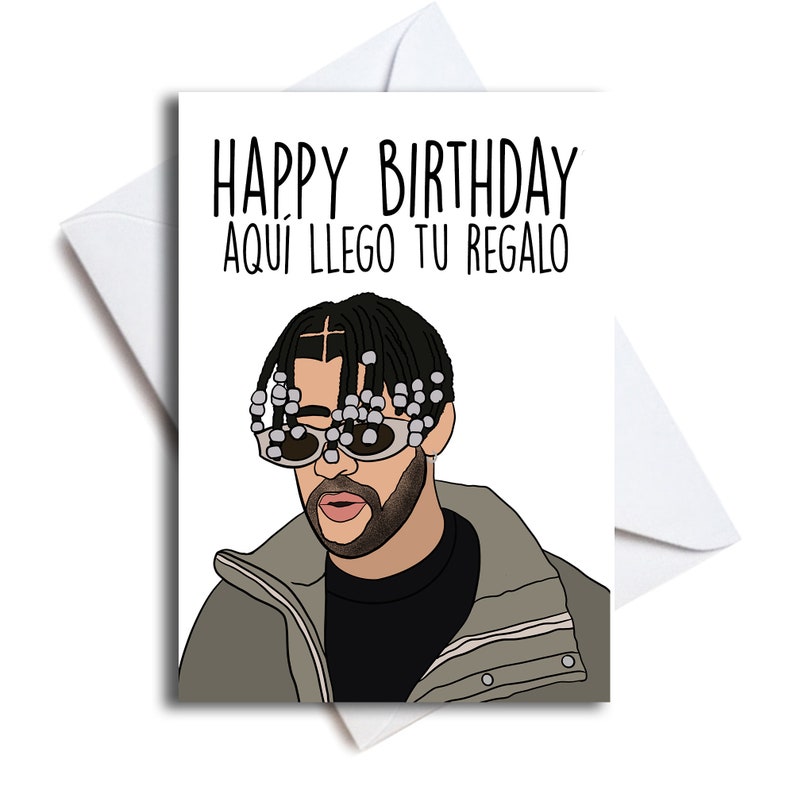 Bad Bunny Birthday Card Dakiti Bad Bunny Card in Spanish Etsy