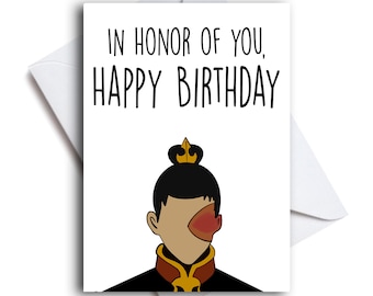 Zuko Honor Birthday Card // Avatar Happy Birthday Card