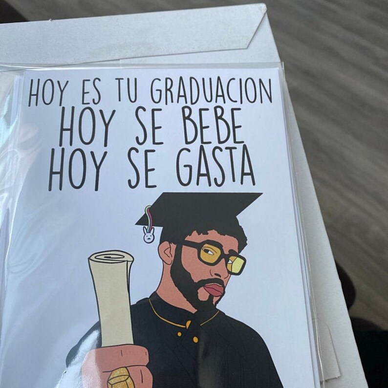 Bad Bunny Graduation Card Grad Card Bad Bunny Card in Etsy