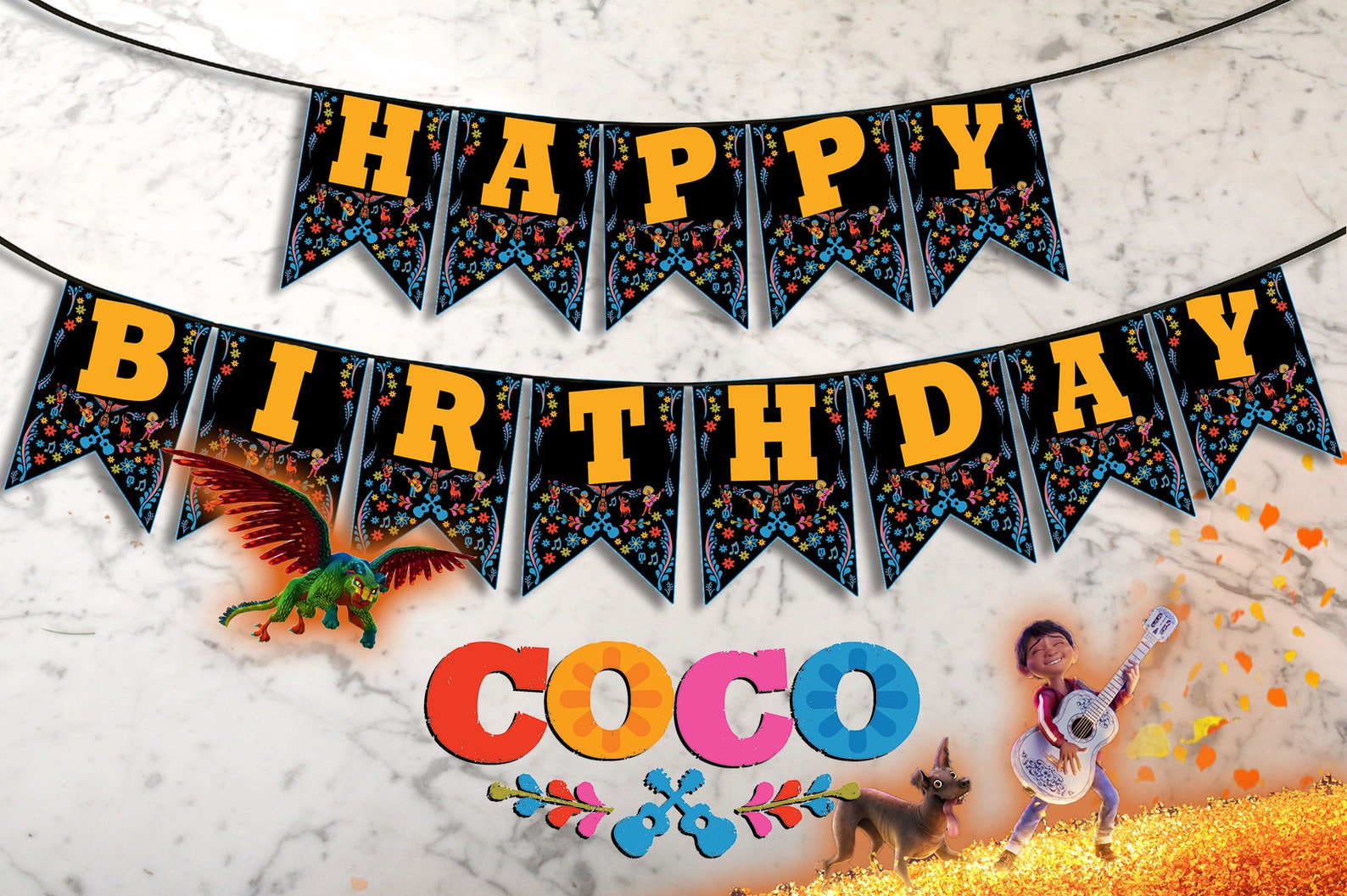 Coco Theme Party Happy Birthday Banner Instant download | Etsy
