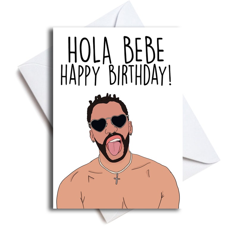 Bad Bunny Birthday Card Dakiti Bad Bunny Card in Spanish Etsy