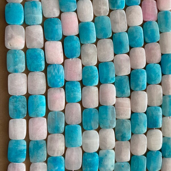 Pink And Blue Hemimorphite 15x20x5mm Smooth Rectangle Beads 16" Strand Gemstone Beads For Jewelry Making & Beading.