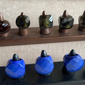 Synthetic Blue Lapis Ring Size # 6,7,.Synthetic Smoky Quartz Ring Face Size # 5,6,7,9 . Howlite Blue Turquoise Ring Size # 10