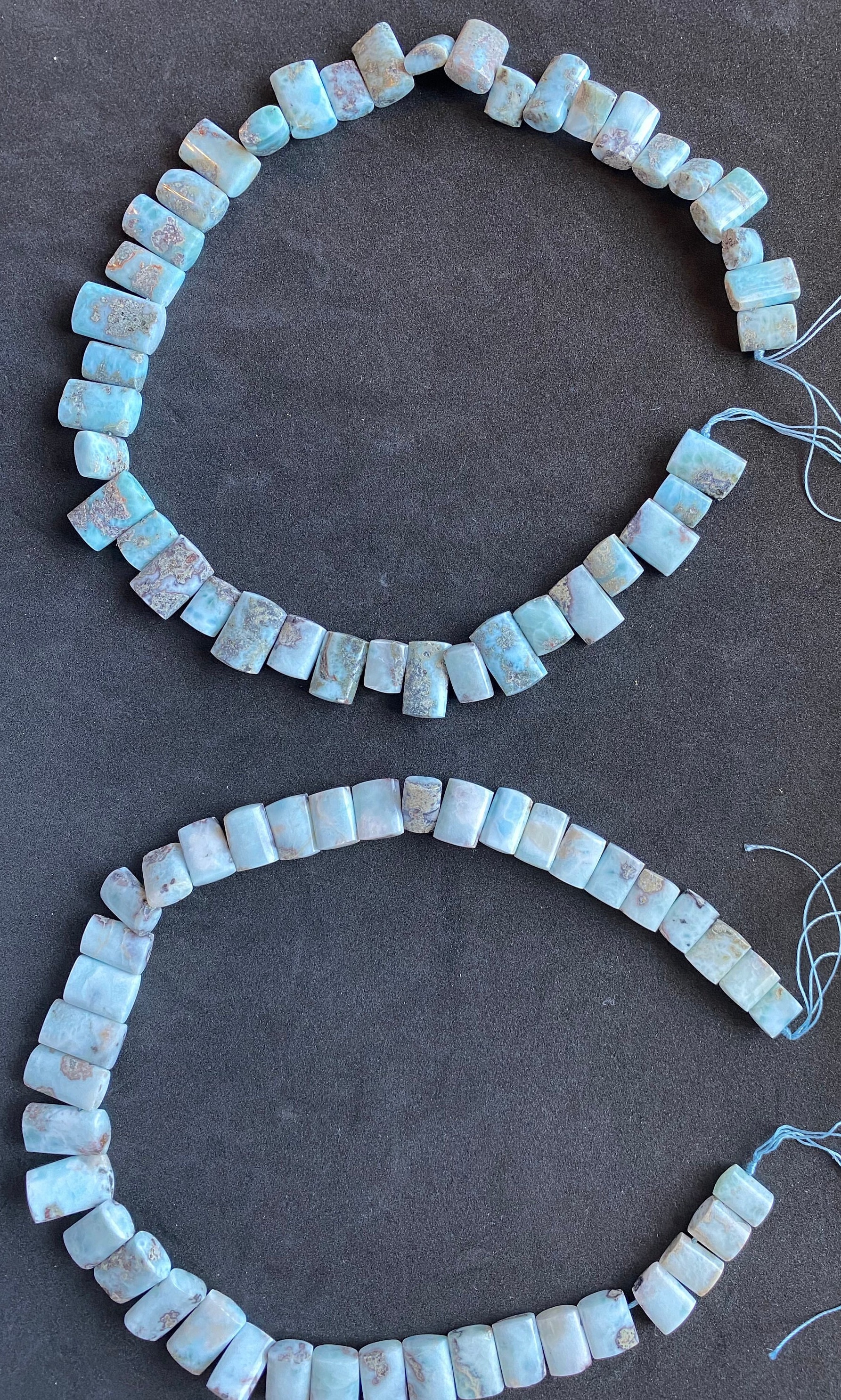 Genuine Gemstone Blue Larimar 7x10-12x20mm Rectangle Drop Shape