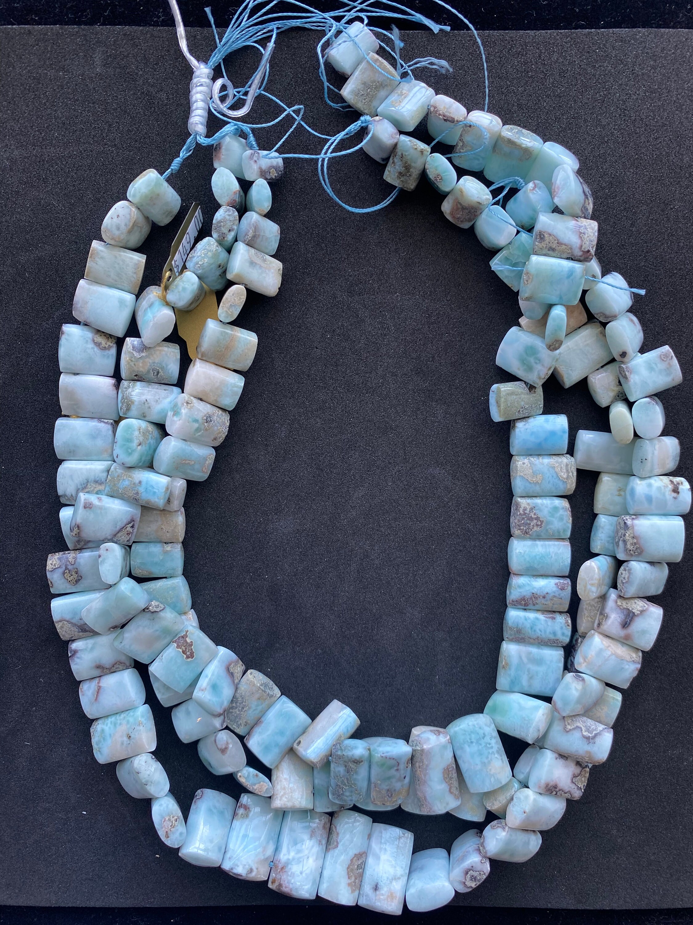 Genuine Gemstone Blue Larimar 7x10-12x20mm Rectangle Drop Shape