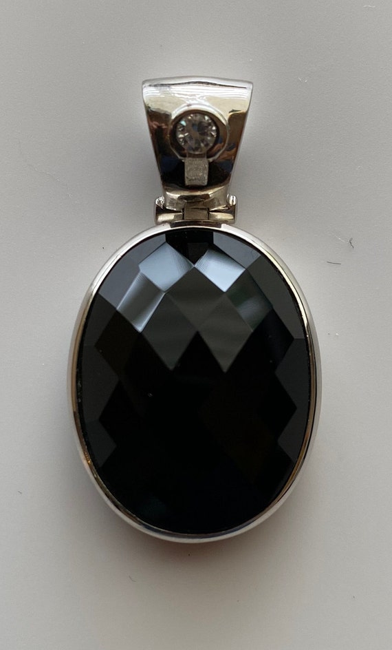 Oval cut Black Onyx Pendent, Solitaire Pendent, 925 Sterling Silver Pendent, Gemstone Pendent, Natural Black Onyx Pendent, Gift for Mom Wife