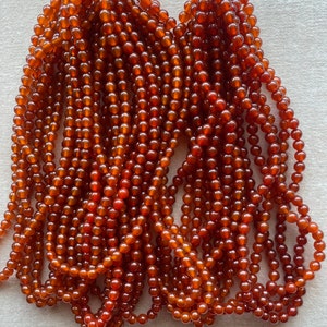 Genuine Carnelian High-Quality 6mm Smooth Round Beads 16&quot; Strand Red Agate Gemstone Beads For Jewelry Making