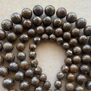 Toffee Bar Bronzite Beads Genuine Natural Gemstone Faceted Round Loose Beads 14MM 16MM 18MM 24MM Bulk Lot Options.16 Inches.