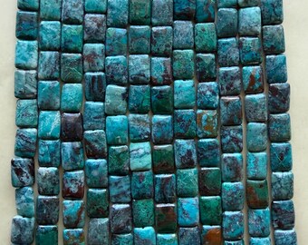 Natural Chrysocolla 12x16mm 5mm Thickness Smooth Rectangle 16 Inches Strand