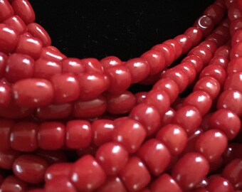 Dyed Red Coral 5-6mm Drum