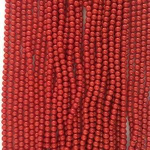 High Quality Red Coral Gemstone 4mm Smooth Round Bead For handcraft Bracelet Necklace DIY Jewelry Making Design 16 Inches.