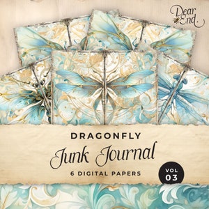 Junk Journal Kit "dragonfly" - 98 Piece Floral Printable Papers, Tags ...