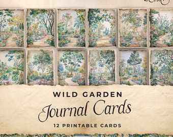Wild Garden Junk Journal Ephemera Cards, 12 Cards, Regency Floral Extras Pack, Printable Ephemera, Paper Craft, Collage Sheet 11 x 8.5