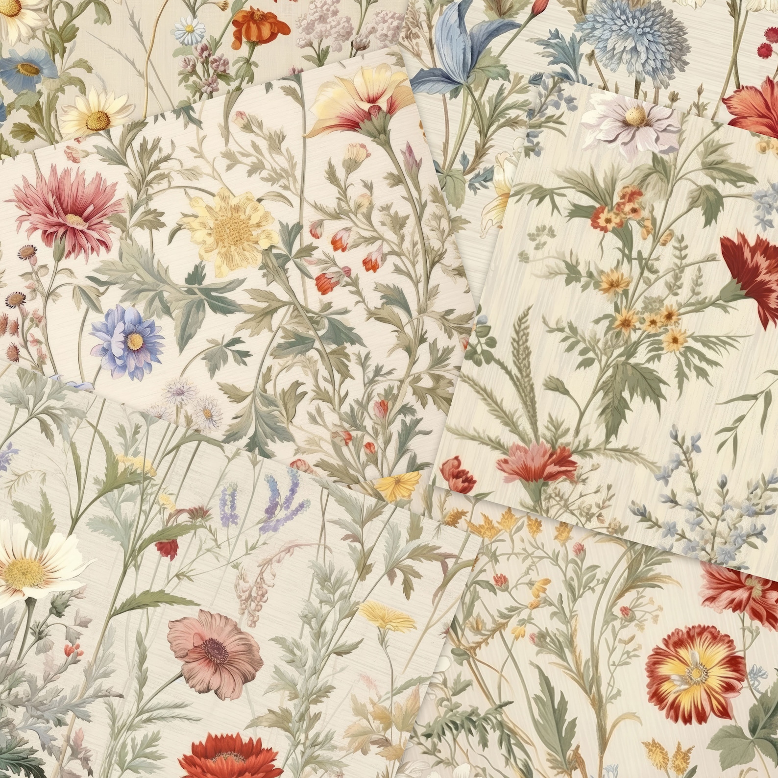 Regency Pattern Paper Sheets Regency Floral Junk Journal Digital Paper, Vintage 6 Digital Journal ...