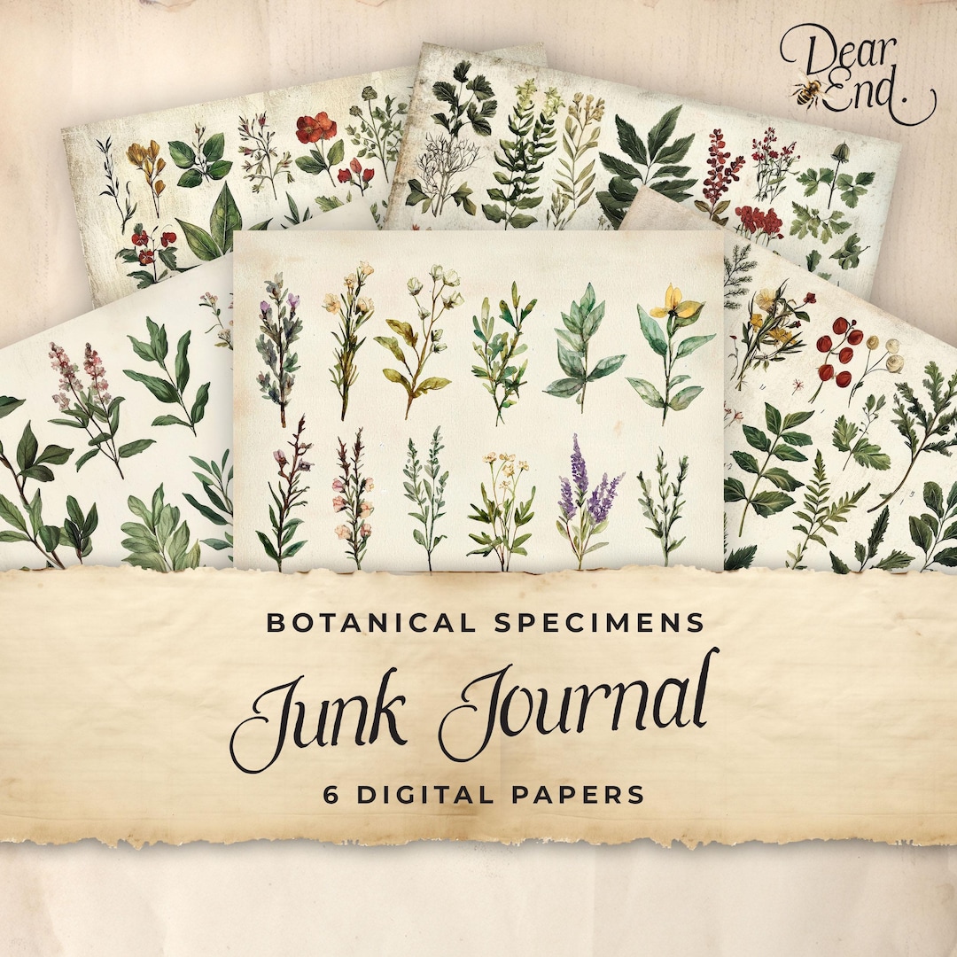 Vintage Flowers Junk Journal Digital Paper, Botanical 6 Digital Journal ...