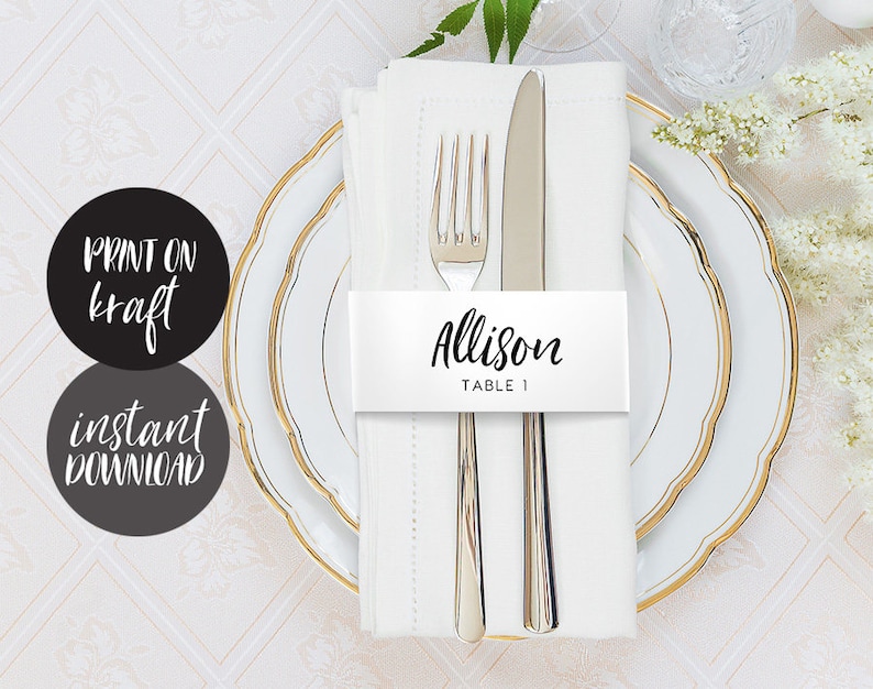Tent Card Flat Card Printable File Napkin Place Cards Editable pdf Template Seating Card Alba INSTANT DOWNLOAD Napkin Name Card