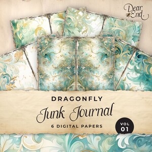 Junk Journal Kit "dragonfly" - 98 Piece Floral Printable Papers, Tags ...