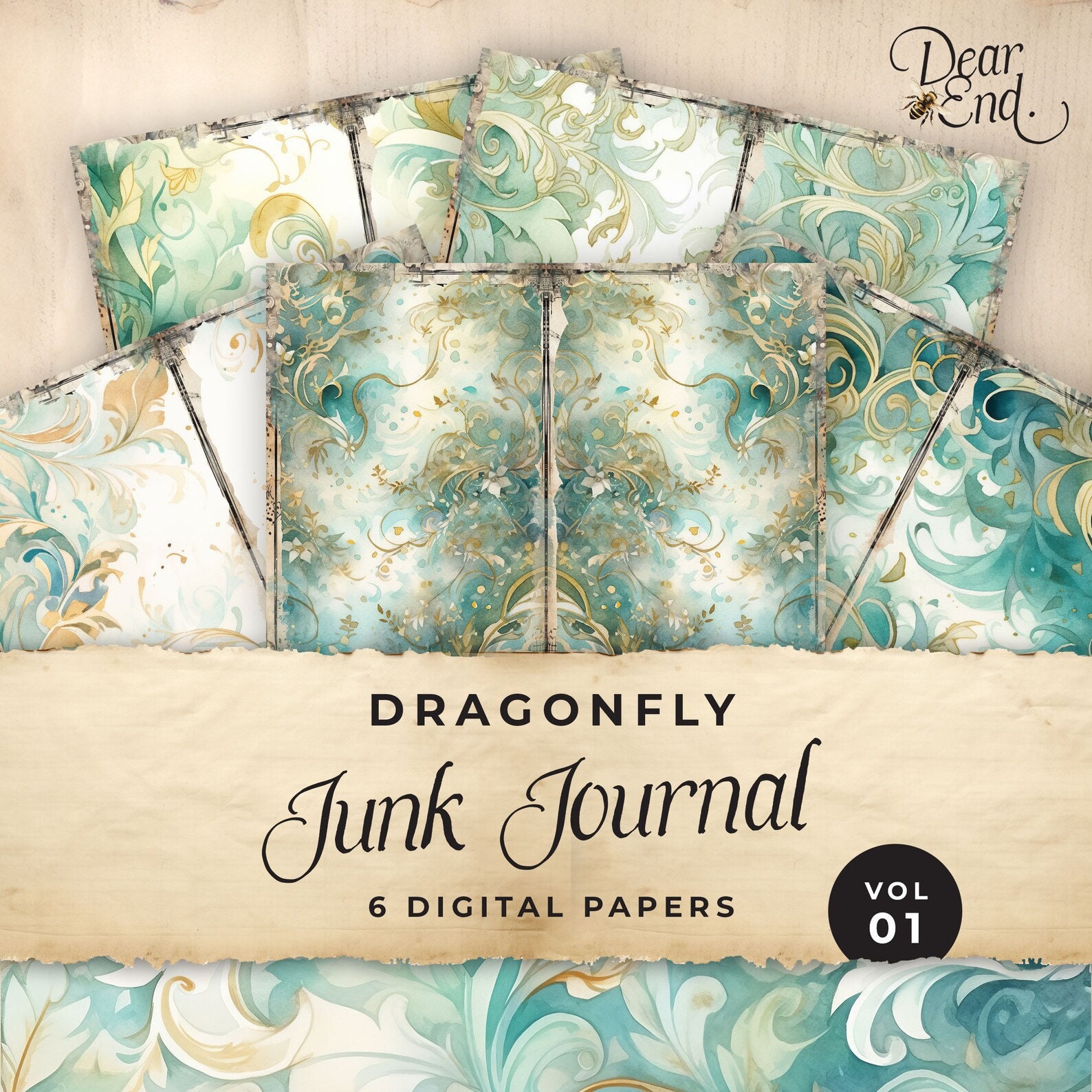 Junk Journal Kit "dragonfly" - 98 Piece Floral Printable Papers, Tags ...