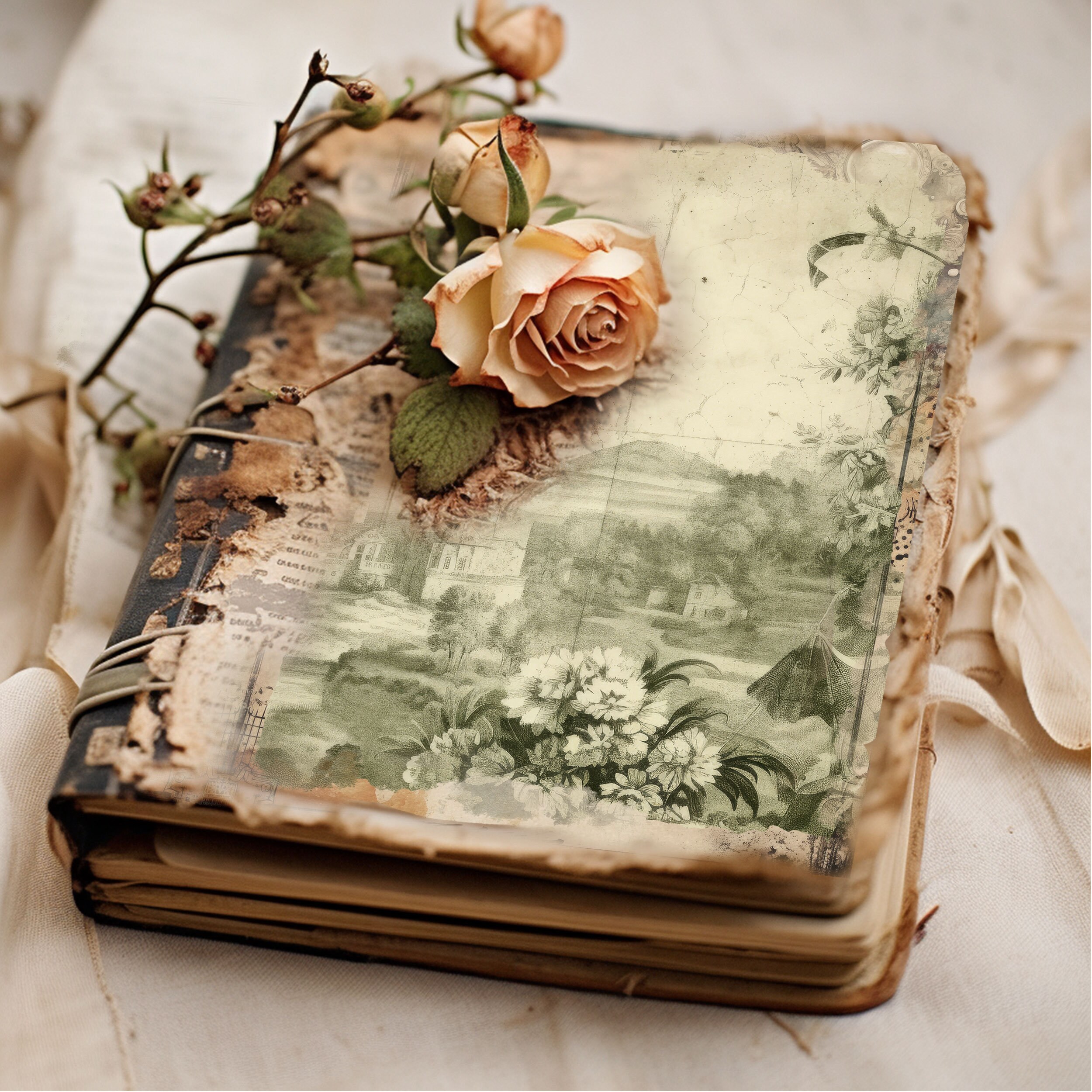 Junkjournal*『』 JUNK JOURNAL SET Plus 3 Bonuses! Fundle Fabric Pack