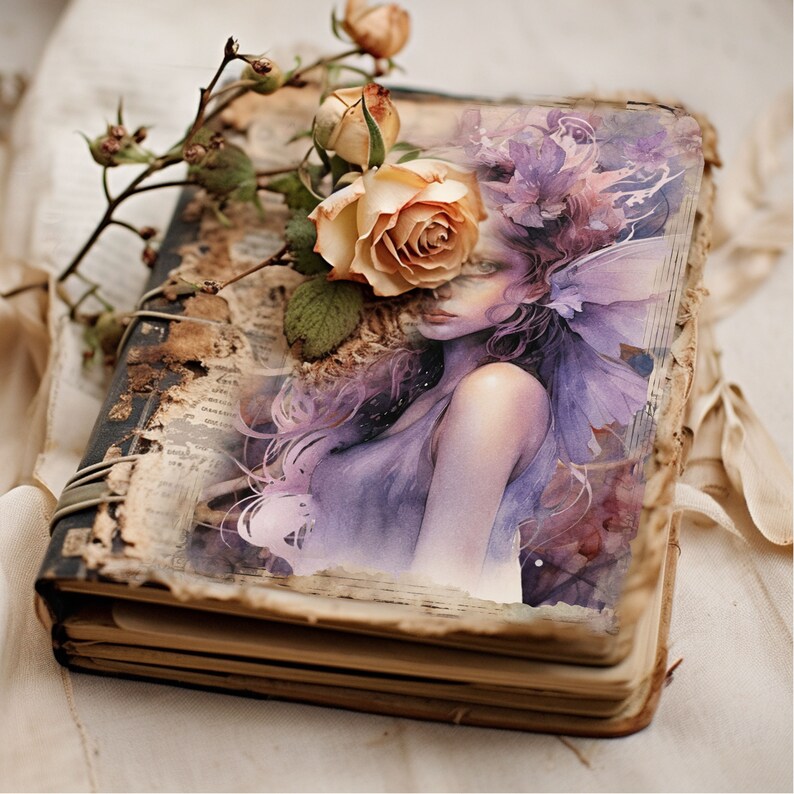 Purple Fairy Junk Journal Digital Paper, Fairies, 6 Digital Journal ...
