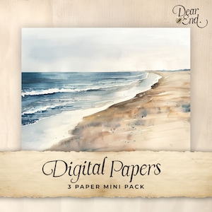 Coastal Beach Junk Journal, Digitales Papier, 3 Seiten, druckbare Ephemera, Papiermodelle, Collage Sheet, 11 x 8.5, Urlaub am Strand