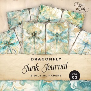 Junk Journal Kit "dragonfly" - 98 Piece Floral Printable Papers, Tags ...
