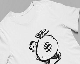 Stor påse med pengar t-shirt herr rolig t-shirt grafisk t-shirt herr t-shirts för män vintage t-shirts herr retro t-shirt herrskjorta presenter för män