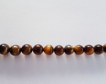 10 Perles En œil De Tigre Facettées 6mm - Boules Pierre Naturelle - Fait Main