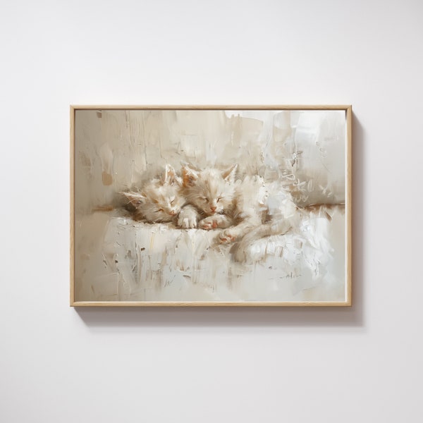 Cats Oil Painting Vintage Baby Cats Poster Cute Kitten Art Digital Download Gift for Catlover Instant Art Printable at Home