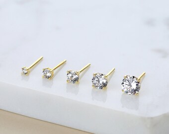 Silver Earring Minimalist Earring Rose Gold Earring Mini Tear Earring Fashion Earring Stud Earring Tiny Diamond Earring