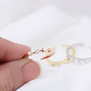Pearl CZ Adjustable Ring US Size 5-8, Rhodium & Gold Plated Sterling Silver Hypoallergenic For Sensitive Skin, Gift For Her