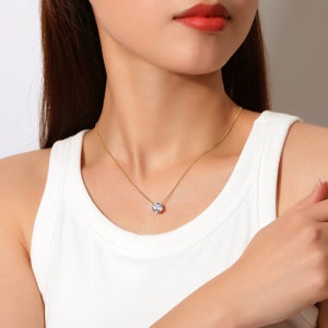 Lavishe 14K goud/wit gouden ketting met D-kleur VS1 Moissanite diamant luxe sieraden voor elegantie afbeelding 5