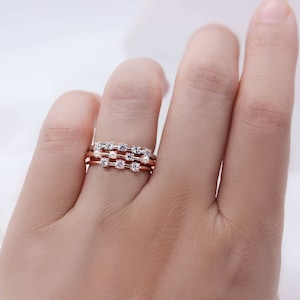 Adjustable Eternity Wedding Band, Size 5~8, Rhodium & Gold Plated Sterling Silver Hypoallergenic For Sensitive Skin, Gift For Her
