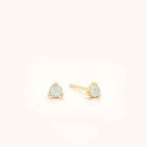 Tiny Opal Stud Cartilage Piercing Earrings, 14K Gold Plated 925 Sterling Silver Hypoallergenic