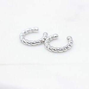 Ear Cuff No Piercing Conch Rhodium Plated Sterling Silver Hypoallergenic For Sensitive Skin, Gift For Her