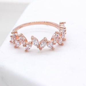 Diamond Marquise Cluster Ring Rhodium & Gold Plated Sterling Silver Hypoallergenic For Sensitive Skin, Gift For Her