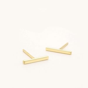 Sterling Silver Bar Studs - Minimalist Aesthetic Earrings, Seamless & Timeless Design, Simple Stackable Jewelry