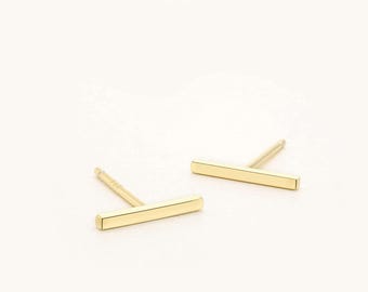 Sterling Silver Bar Studs: Minimalist Stackable Earrings