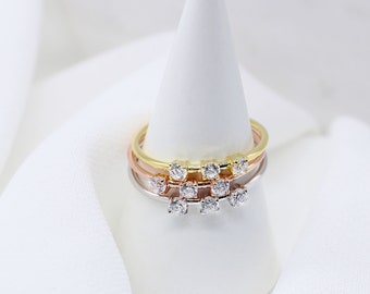 Adjustable Eternity Wedding Band, Rhodium & Gold Plated Sterling Silver Hypoallergenic For Sensitive Skin, Gift For Her