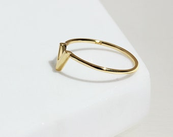 V Skinny Midi Ring, 14K Gold Plated Sterling Silver Hypoallergenic For Sensitive Skin, Gift For Her